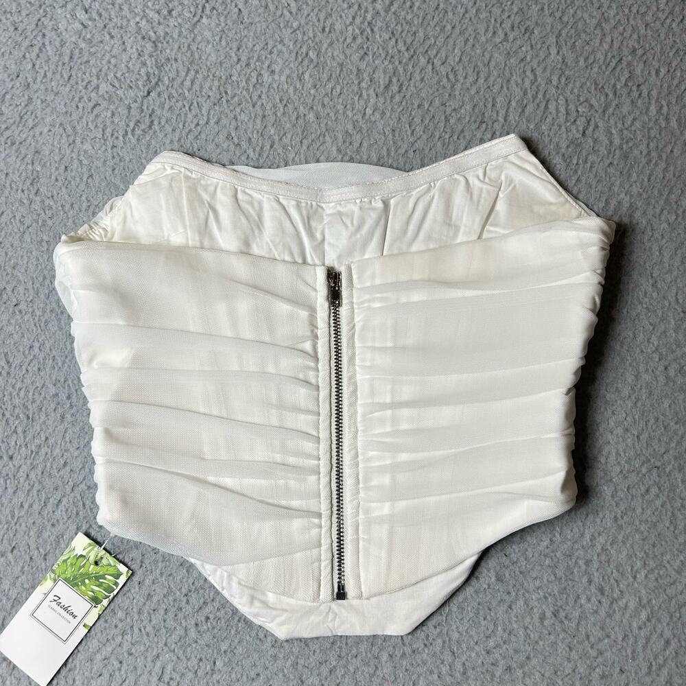 Fashion Classic Collection Top Women M Cream Sleeveless Strapless Corset Top NEW - Picture 4 of 11